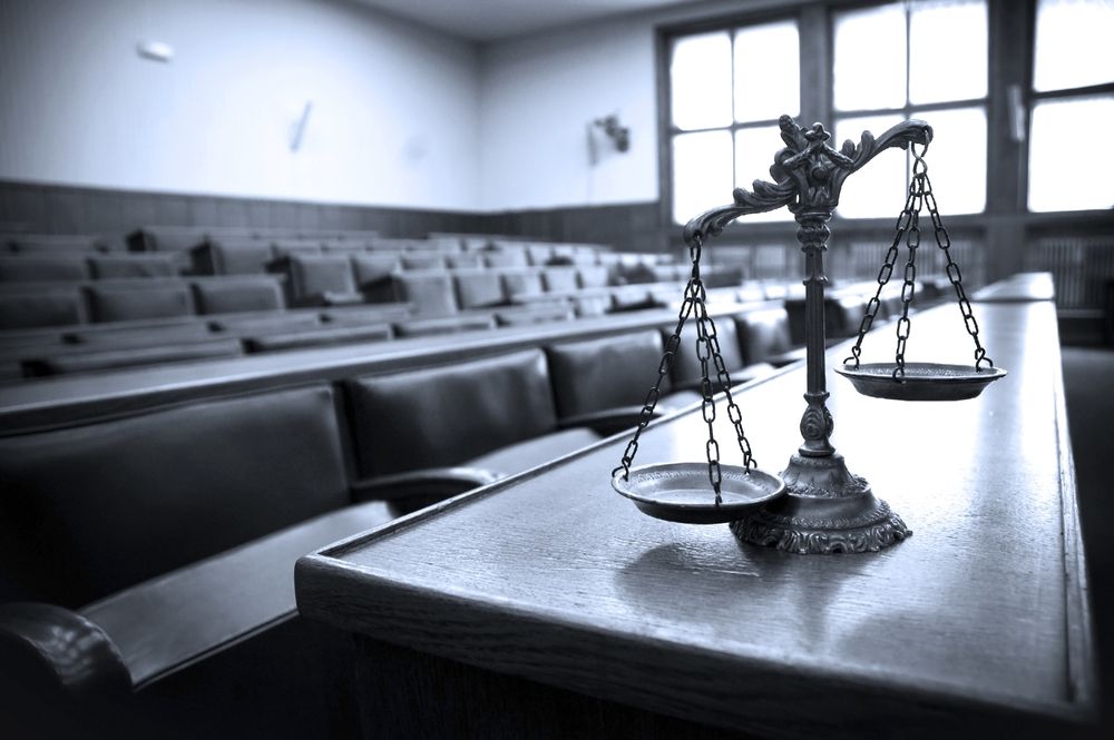 black and white courtroom