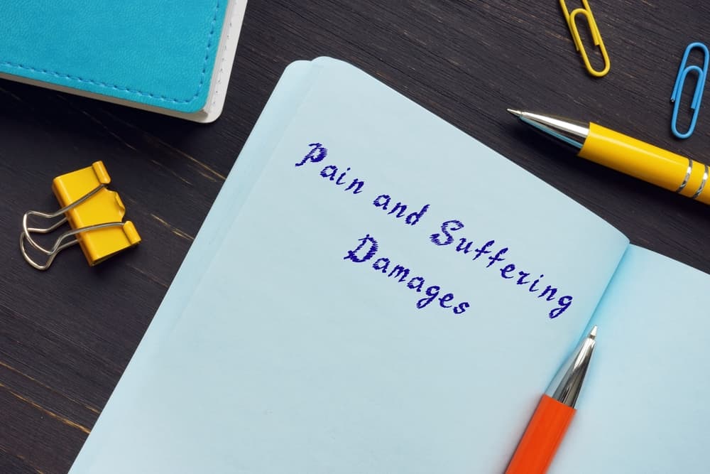 Juridical concept meaning Pain and Suffering Damages with inscription on the page.