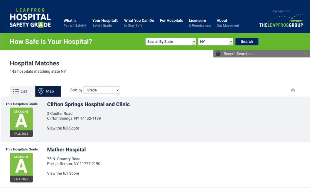 Leapfrog hospital error grading